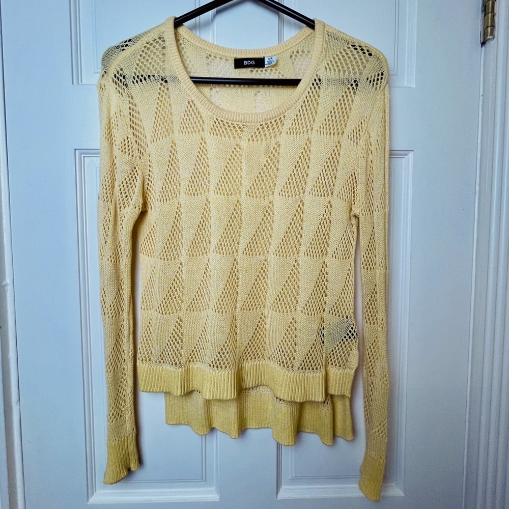 UO BDG Yellow Crochet Pullover Sweater - Sz S